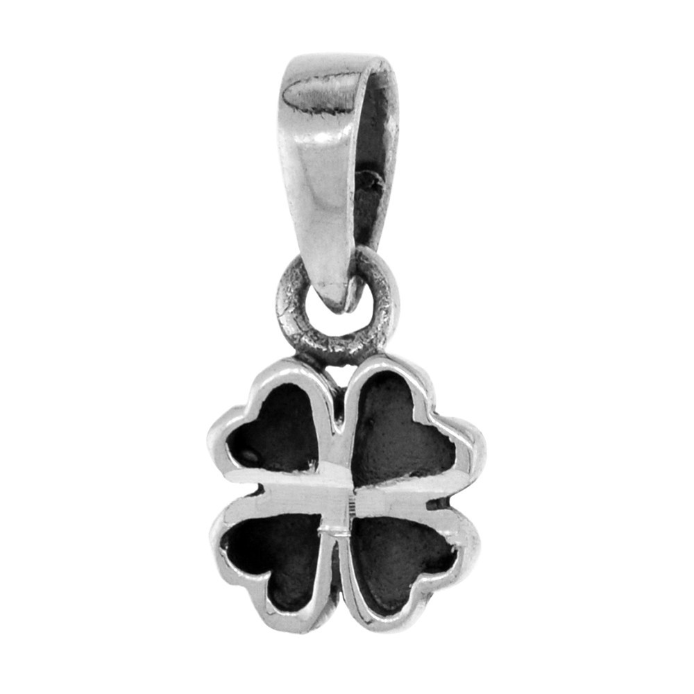 925 Sterling Silver Diamond Cut 4-Leaf Clover Pendant 3/4 (19mm) Inch Tall