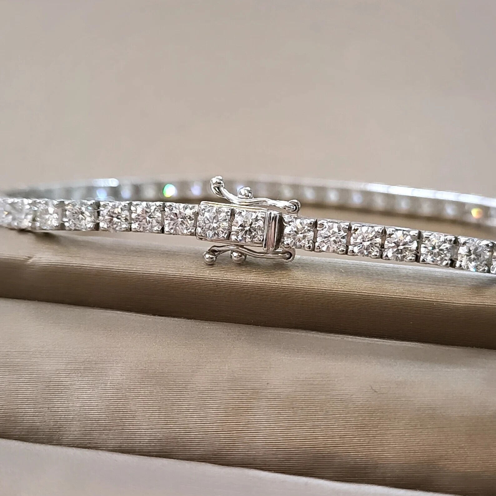 Girlfriend Gift Spcl Round Cut Lab Grown Diamond Tennis Bracelet In 925 Silver