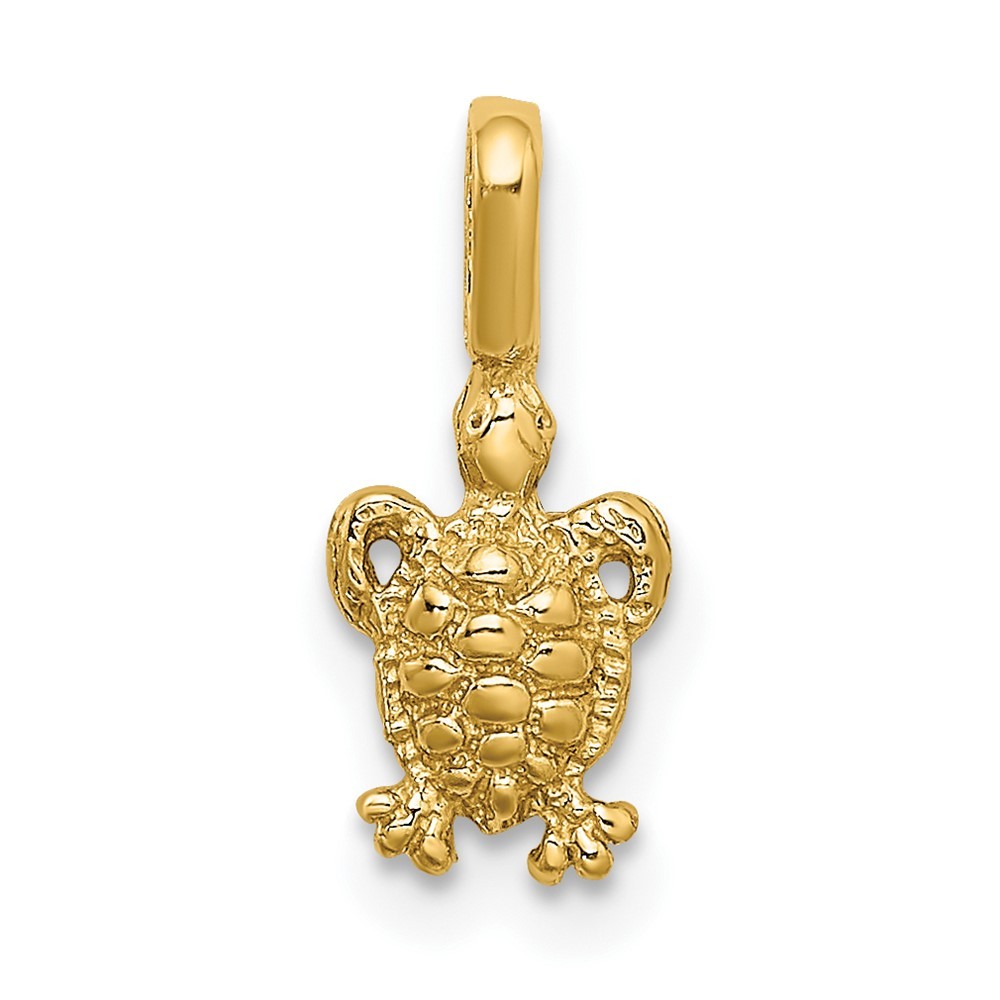 10K Yellow Gold Mini Sea Turtle with Fixed Bail Charm Pendant 0.31gm L-14.35 mm