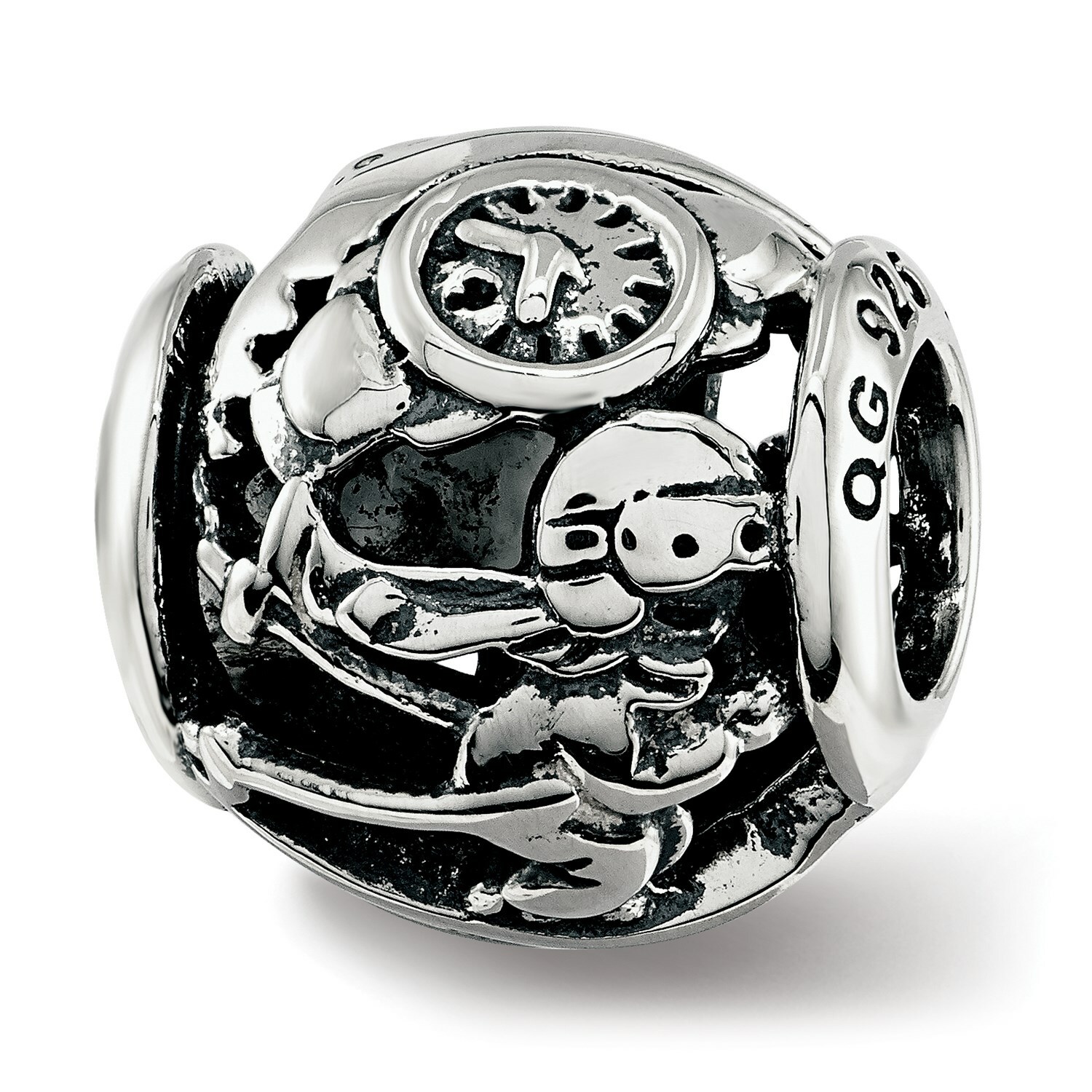 Reflection Beads Sterling Silver Enameled Switzerland Flag Swiss Theme Bead