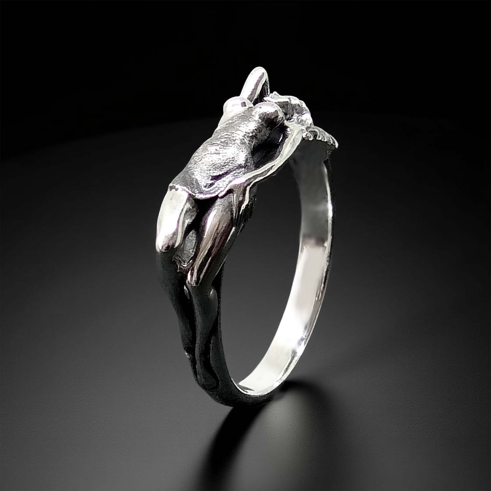 Sterling Silver Naked Woman Ring, Erotic Lady Ring, Woman Nudity Jewelry