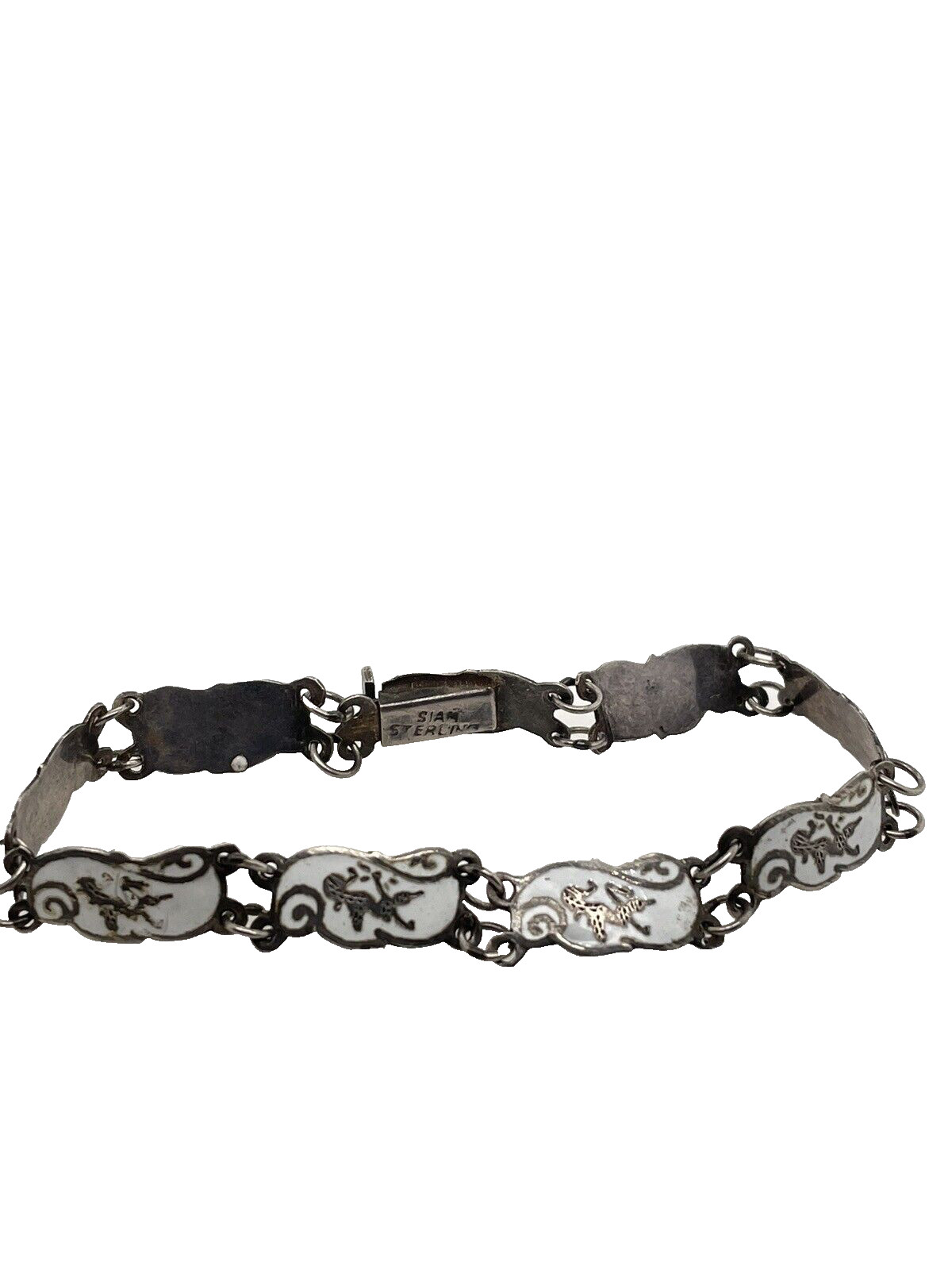Sterling silver 925 bracelet 18 Cm White Thai Dancers 1 Cm Width