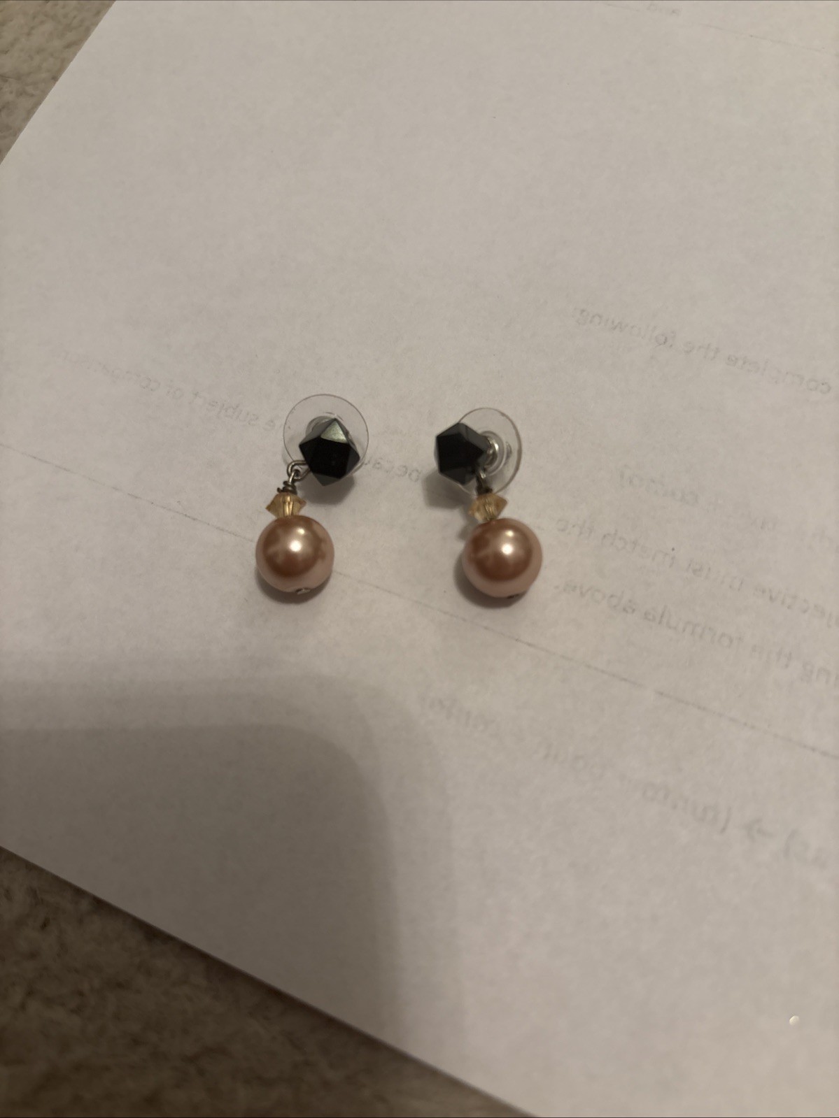 Pink Pearl Drop Earrings With Beads, Original Price, 15 Flat Bag, Stud ￼