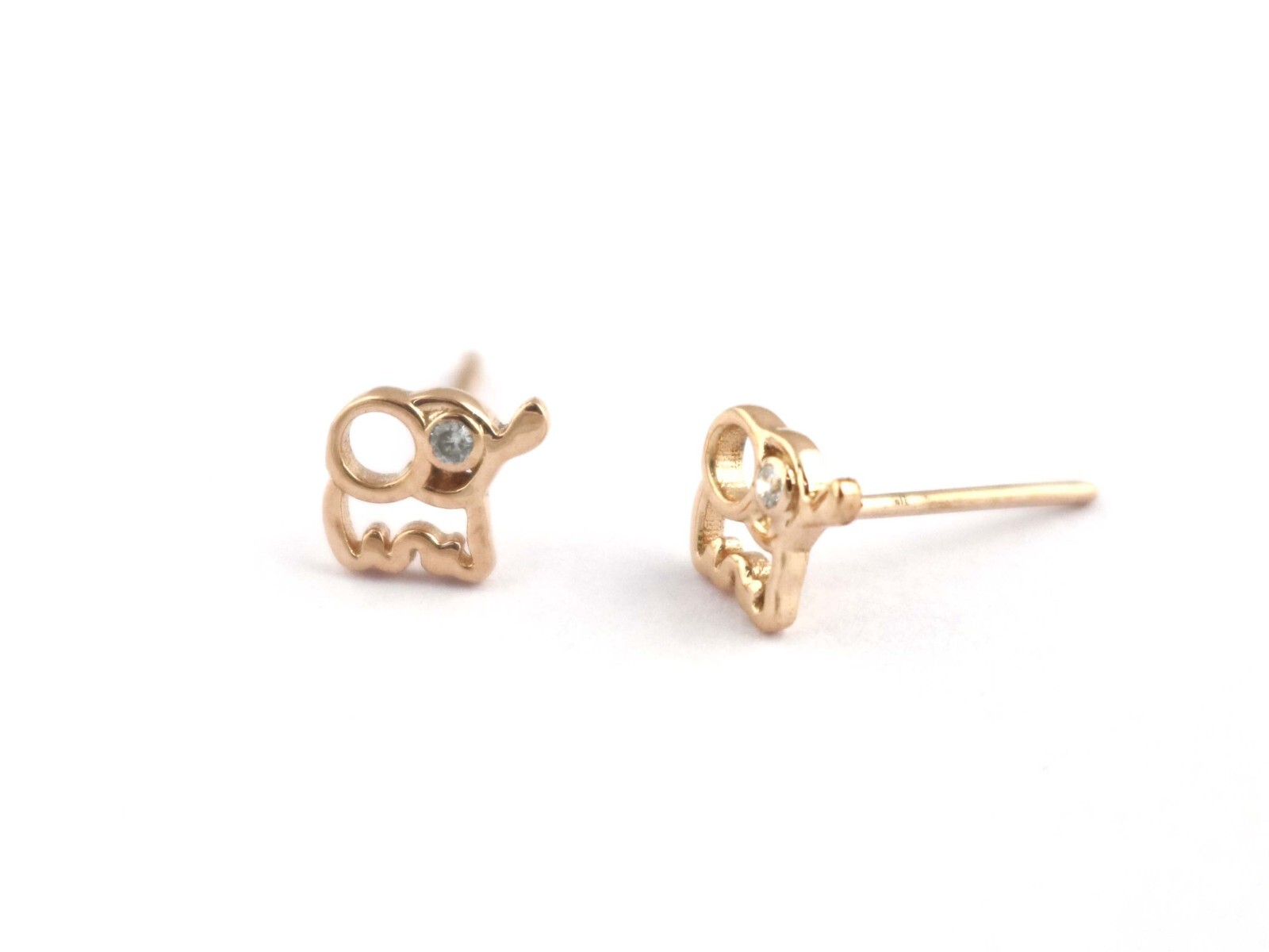 Elephant Studs 925 Silver Rose Gold Vintage Style Post Animal Earrings For Women
