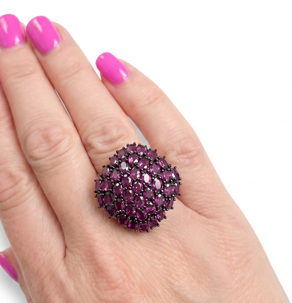 925 Sterling Silver Ring Pink Sapphire Round Diamond Cut Gemstone Jewelry Size 7