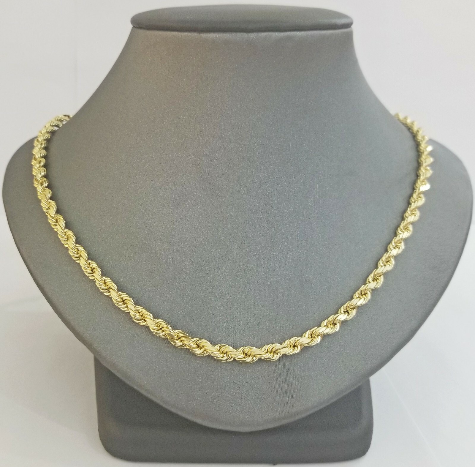 Real 14K SOLID Yellow Gold Rope Chain 5mm 20-28Inches necklace Lobster Lock 14kt