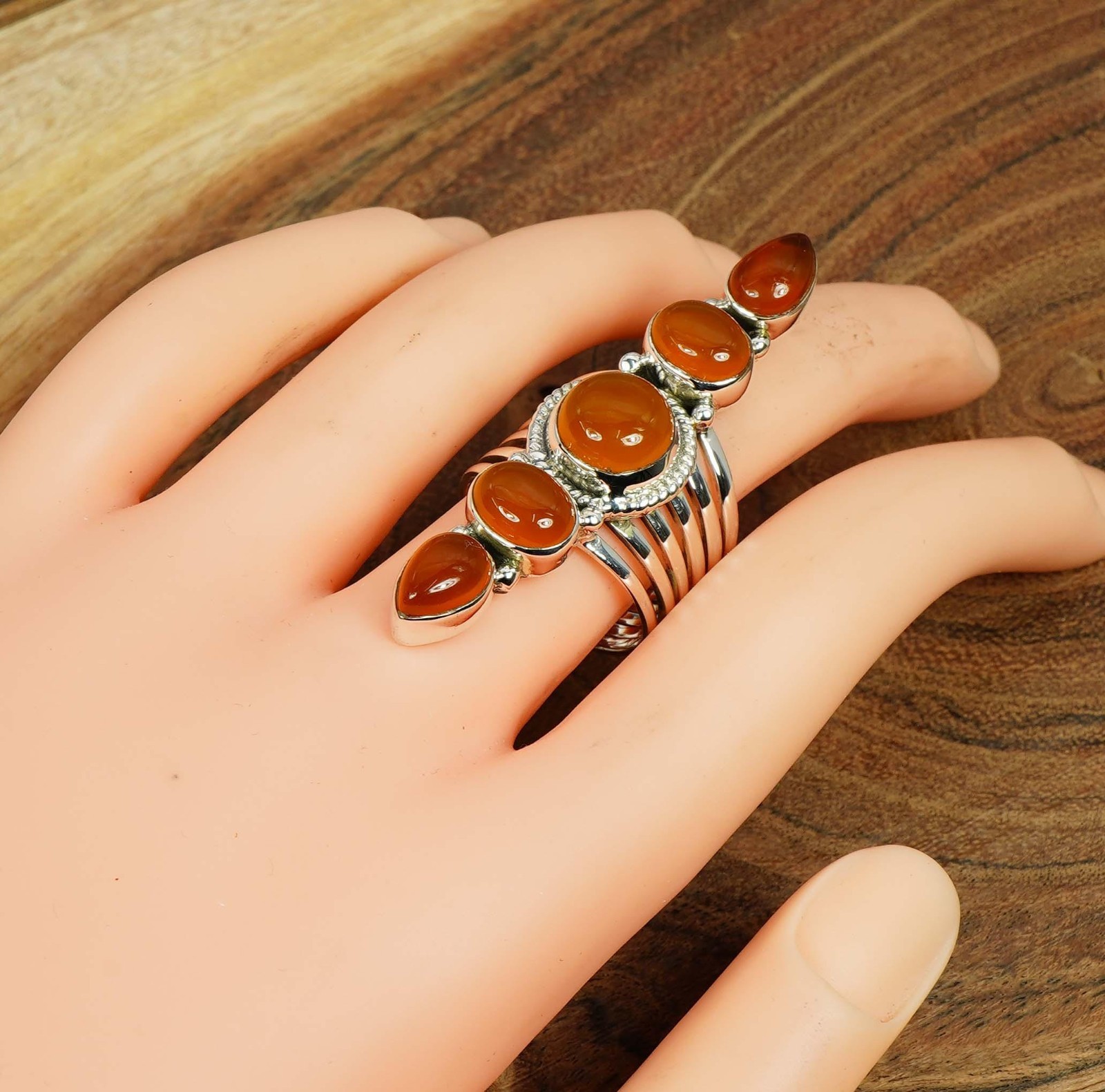 Red Carnelian Sterling Silver Ring: Handmade August Birthstone Jewelry