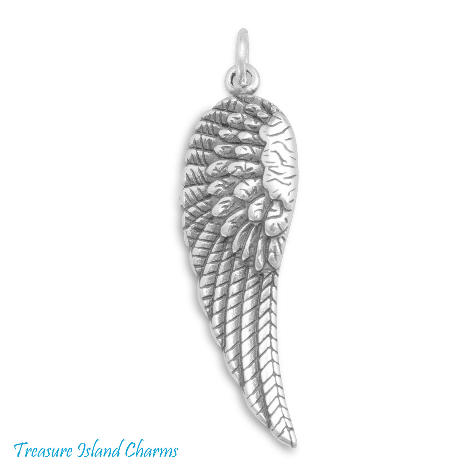 Angel Wing Large Left 925 Solid Sterling Silver Charm Pendant 31 x 10 mm