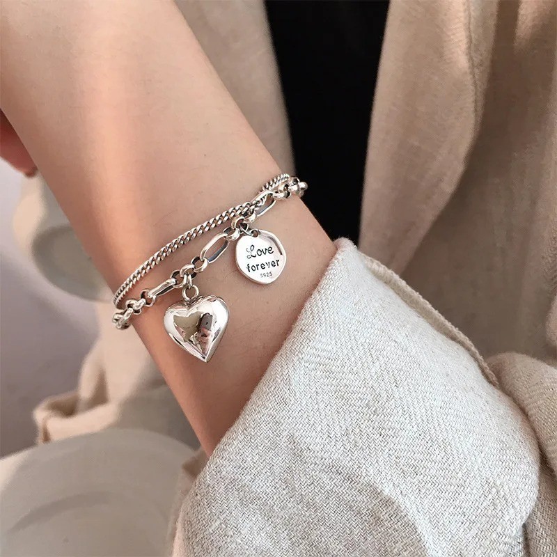 Solid 925 Sterling Silver Bracelet for Women | Vintage Handmade Simple Bangle