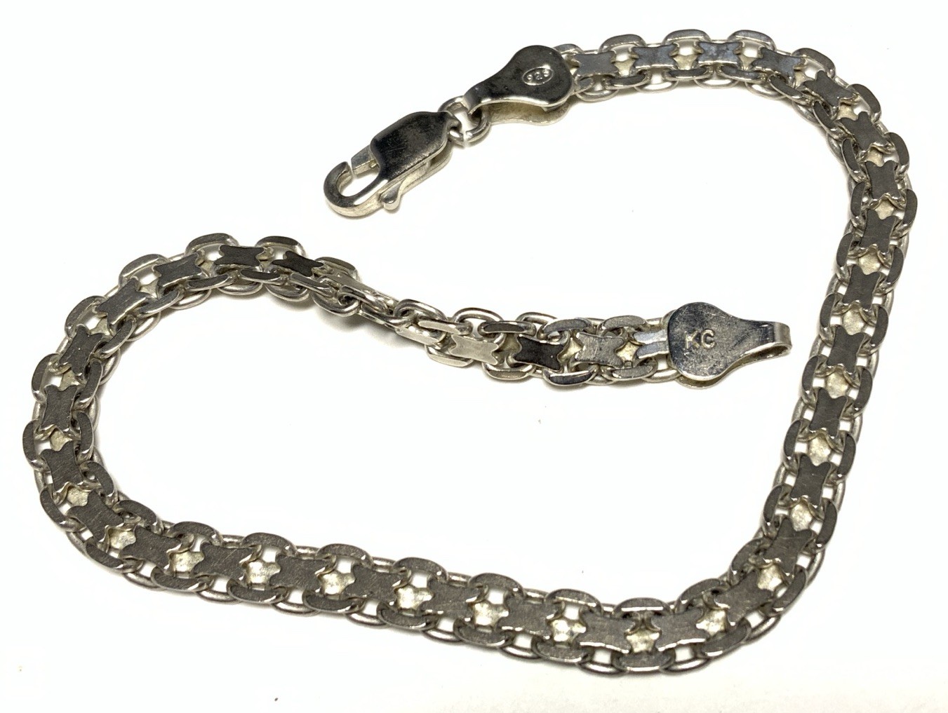 Sterling Silver 925 Bismark Link Chain Bracelet 8.25-inches MA02