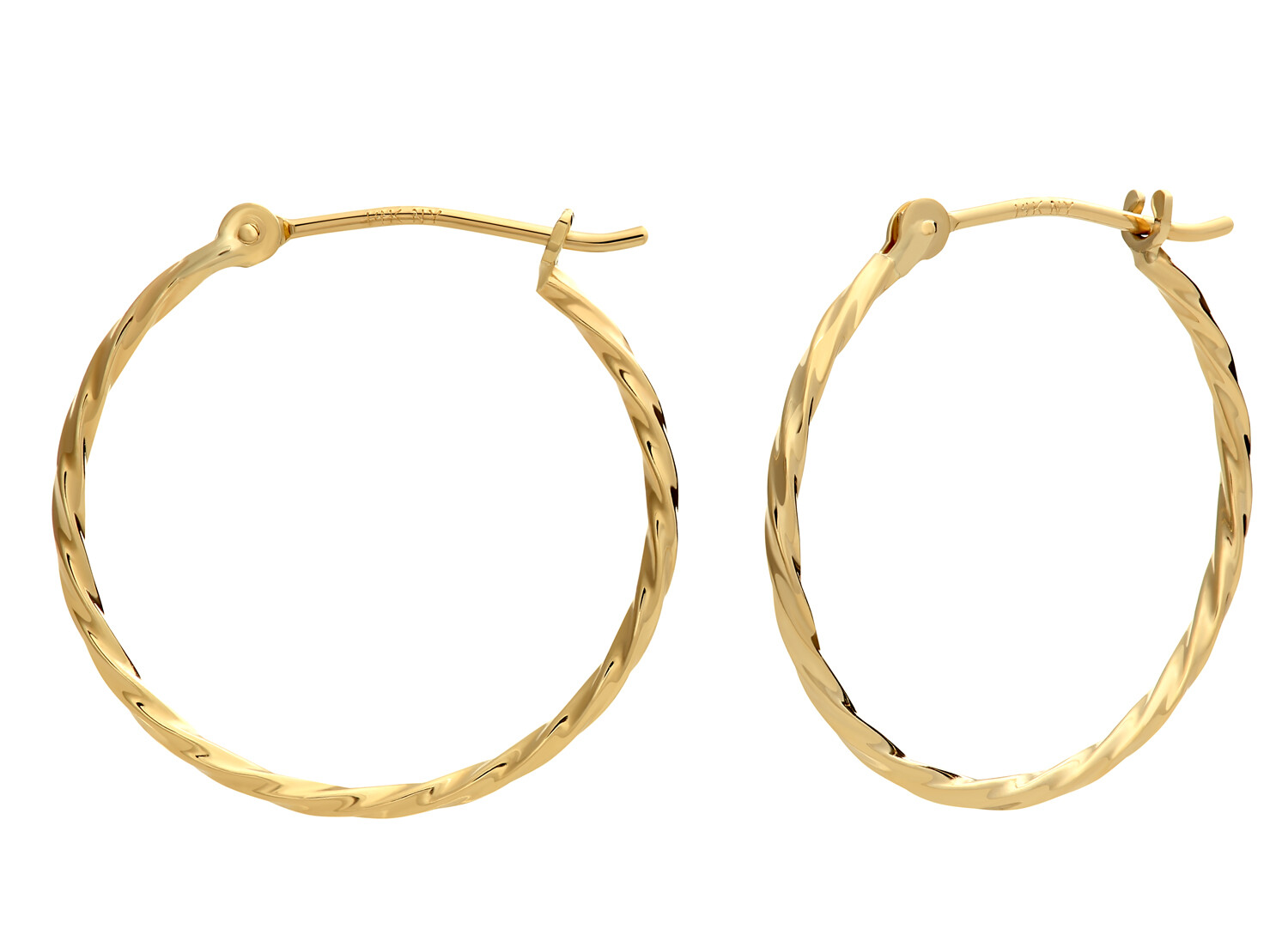 14K Real Solid Yellow Gold Twisted Rope Thin Creole Hoop Earrings 1mm Tube Hoops