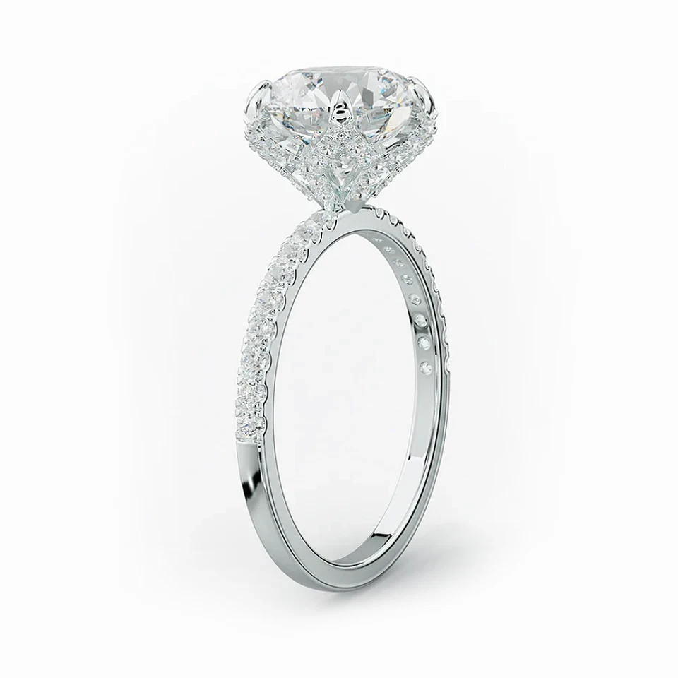 Diamond Engagement Ring Lab Grown Round 3.5 Carat IGI E VS1 925 Sterling Silver