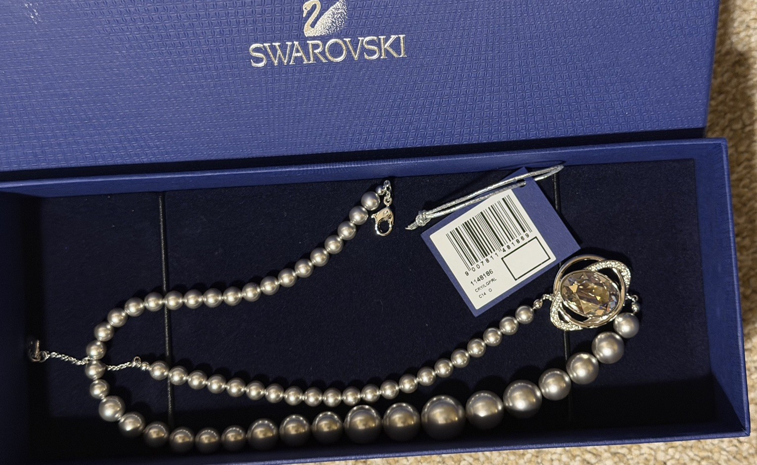 SWAROVSKI CRYSTAL Silver PEARL NECKLACE ✪NEW✪ 1148186 CRY/LGPRL RARE RETIRED