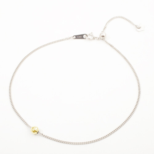 Pt850 Solid Platinum Curb Link Chain Bracelet 9″ Adjustable 18K Gold Mirror Ball
