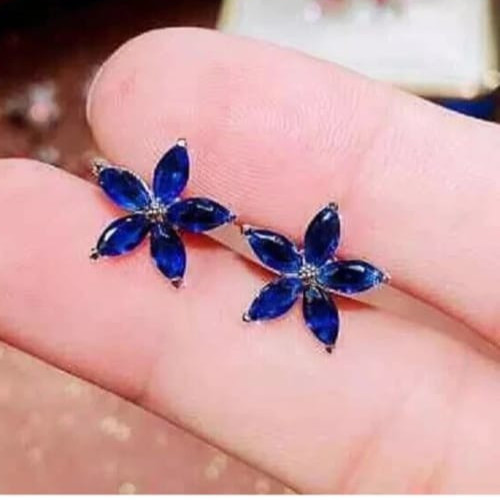 2 Ct Marquise Cut Lab Created Blue Sapphire Stud Earrings 14K White Gold Plated