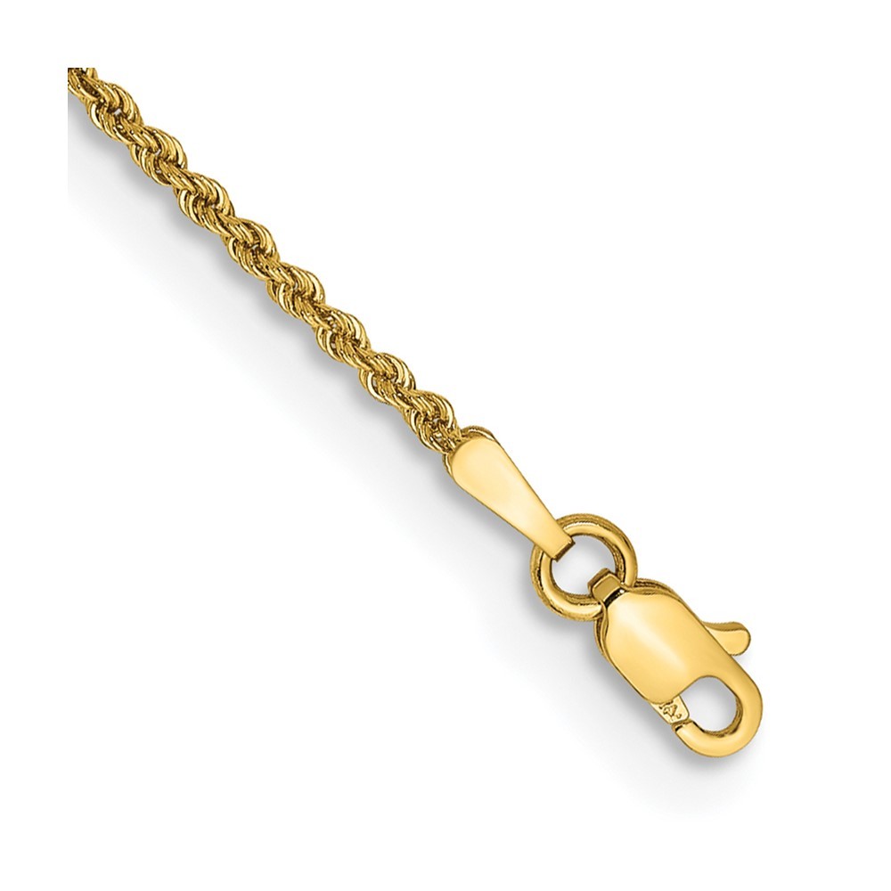 14K Yellow Gold 1.5mm Regular Rope with Lobster Clasp Chain Bracelet 6″