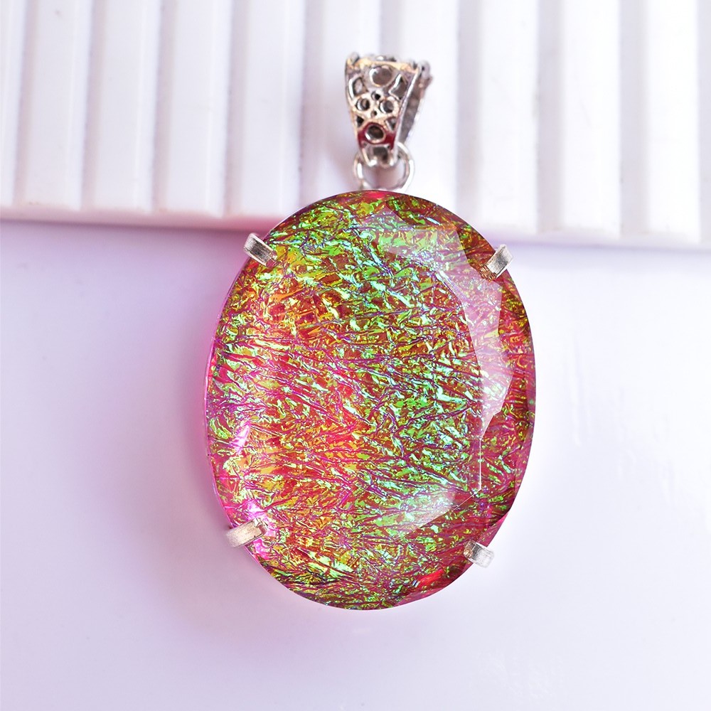 153 Ct Oval CERTIFIED 925 Sterling Silver Lab-Created Monarch Opal Gem’s Pendant