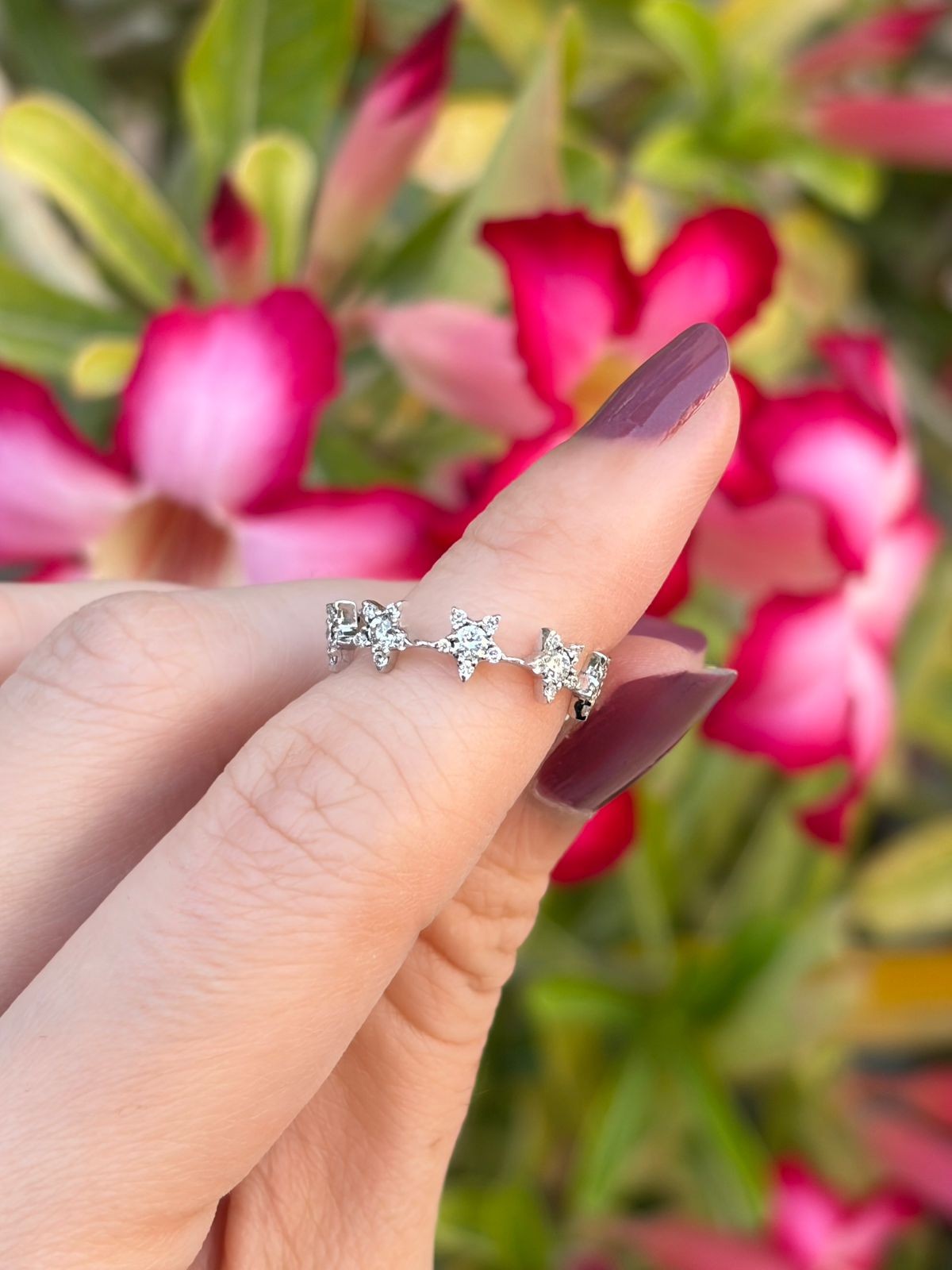 1.47g 14K White Gold Lab Grown Diamond Stackable Star-Shaped Ring