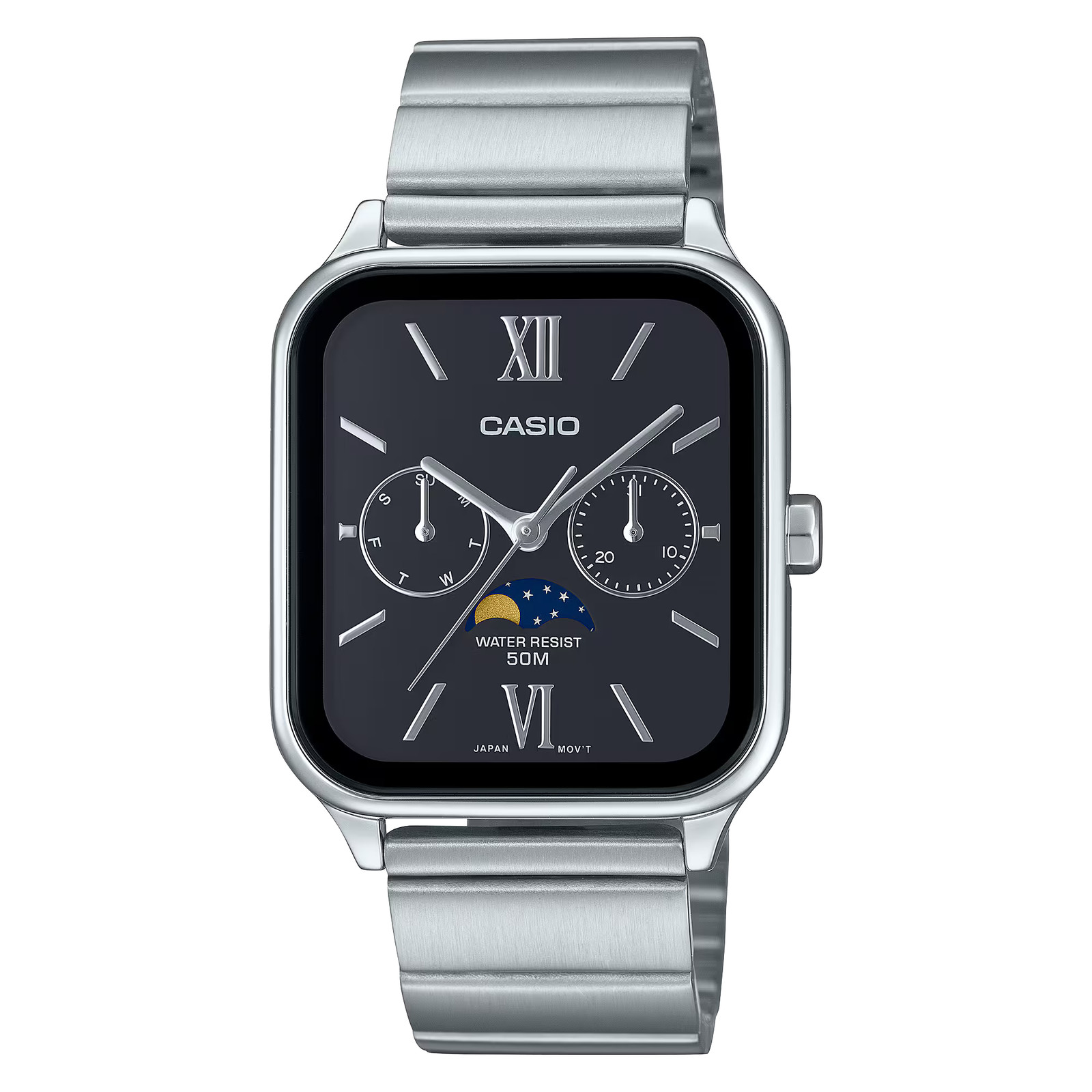 CASIO MTP-M305D-1A2V MOONPHASE QUARTZ ANALOG BLACK DIAL WATCH