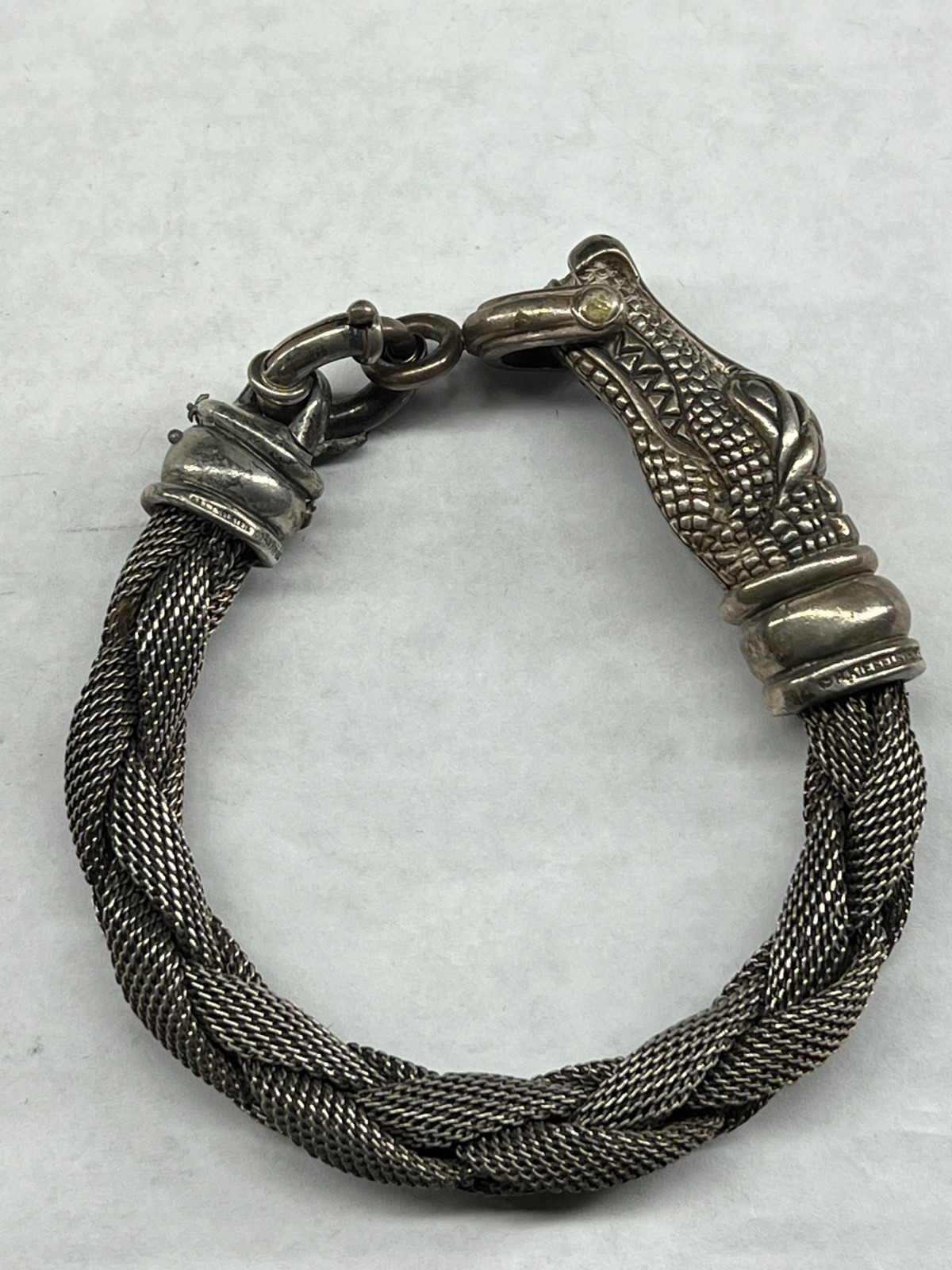 1988 Kieselstein-Cord Sterling Silver Alligator Mesh Woven Bracelet Crocodile 8″