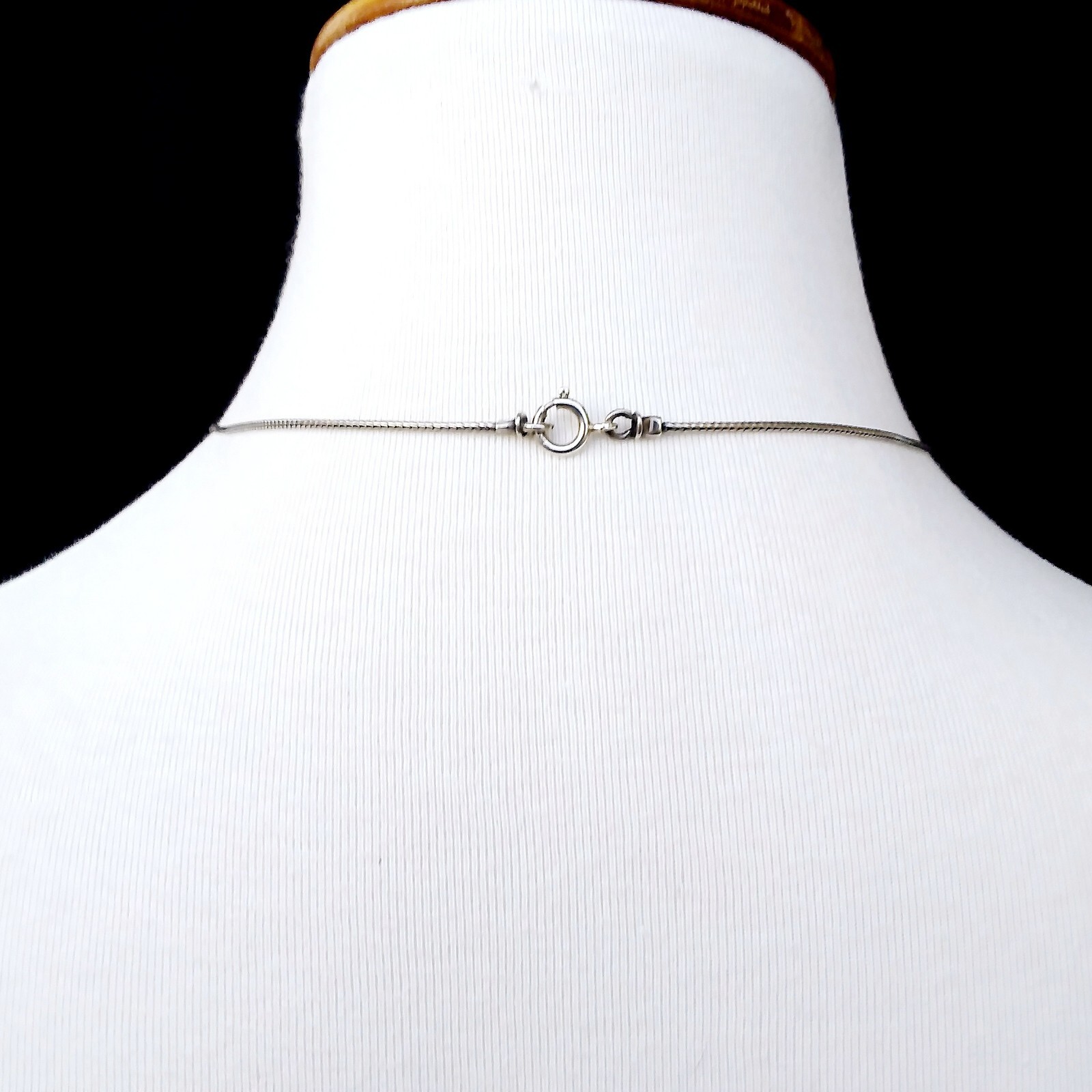 Shablool Didae Sterling Silver Necklace Round Pendant Foxtail Chain 16.5in