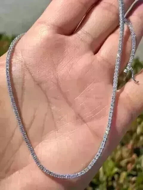 20CT Round Cut Created Diamond Women’s Tennis Necklace 14K White Gold Plated 18″