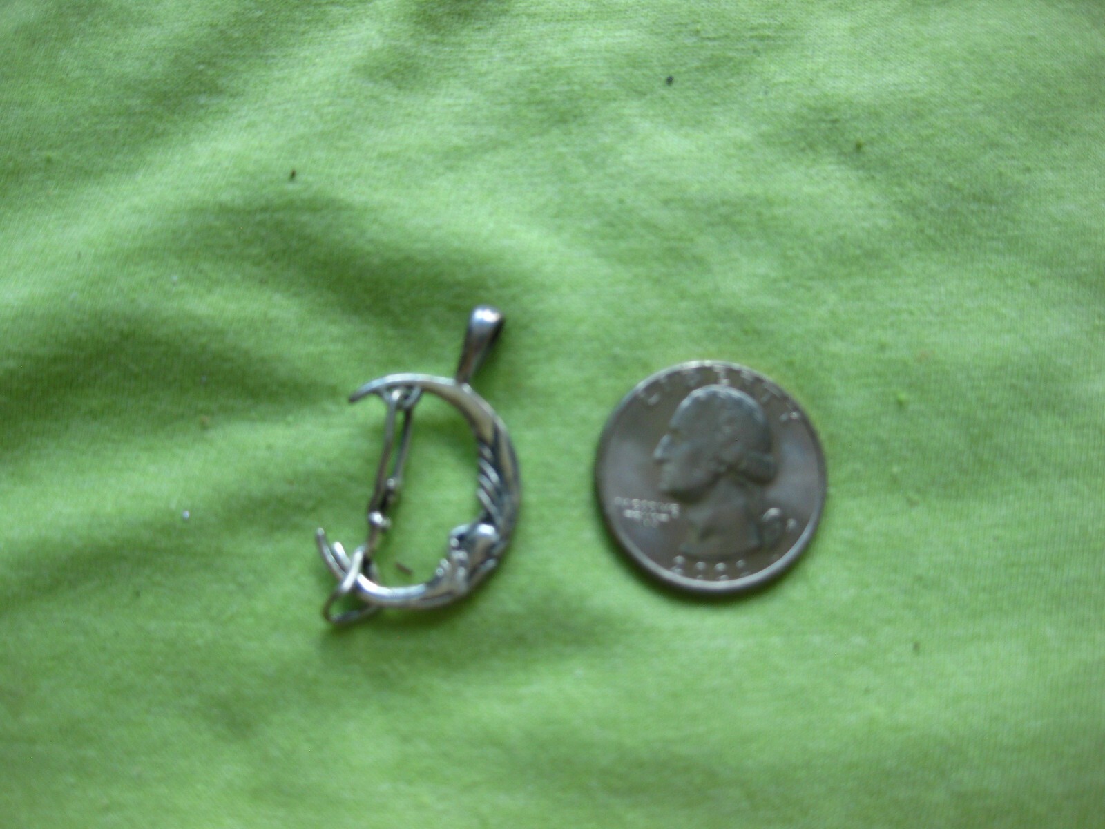 HAPPY SMILING MOON HANGING GIRL PENDANT STERLING SILVER BEAUTIFUL NATURAL FUN