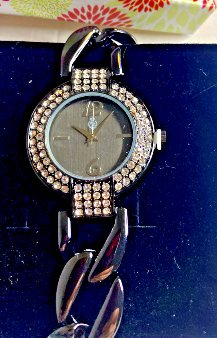 Premier Designs Jewelry Caviar Rhinestone Link Watch Fine Jewelry Charcoal New
