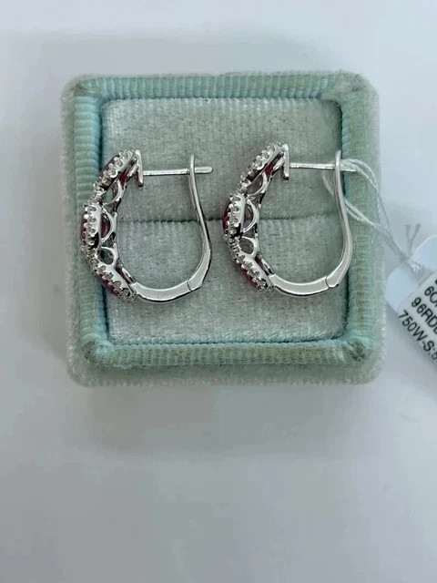 4CT Oval Cut Lab Created Ruby 14k White Gold Plated Clip-on Hoop Earring