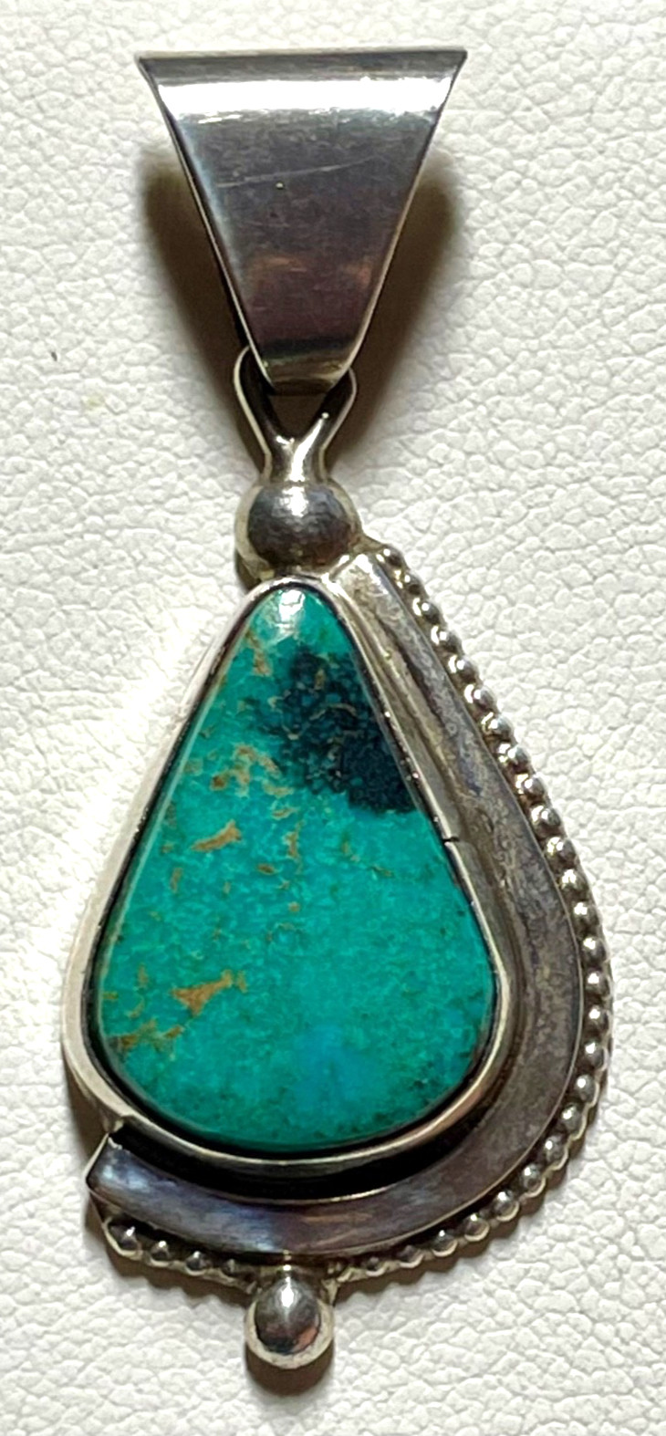 Gary G Sanchez Turquoise Pendant Southwestern Asymmetrical Sterling Silver 925