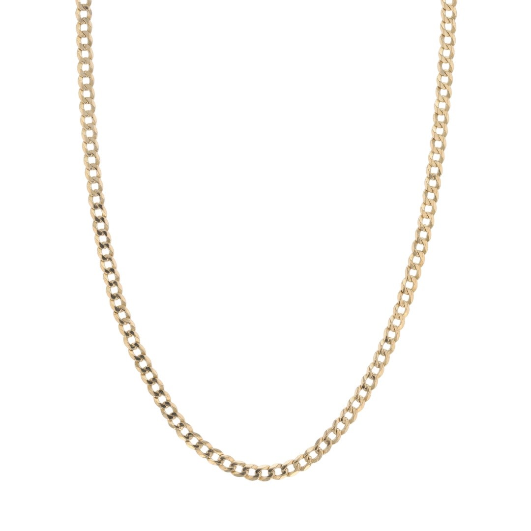 2.4mm Curb Link Chain 17.5″ Necklace 14k Yellow Gold 4.18 Grams