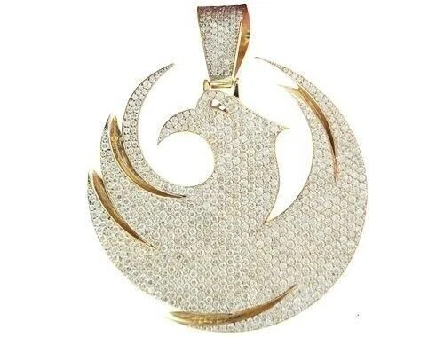 2.20Ct Lab Created Diamond Round Men’s Phoenix Pendant 14k Yellow Gold Plated