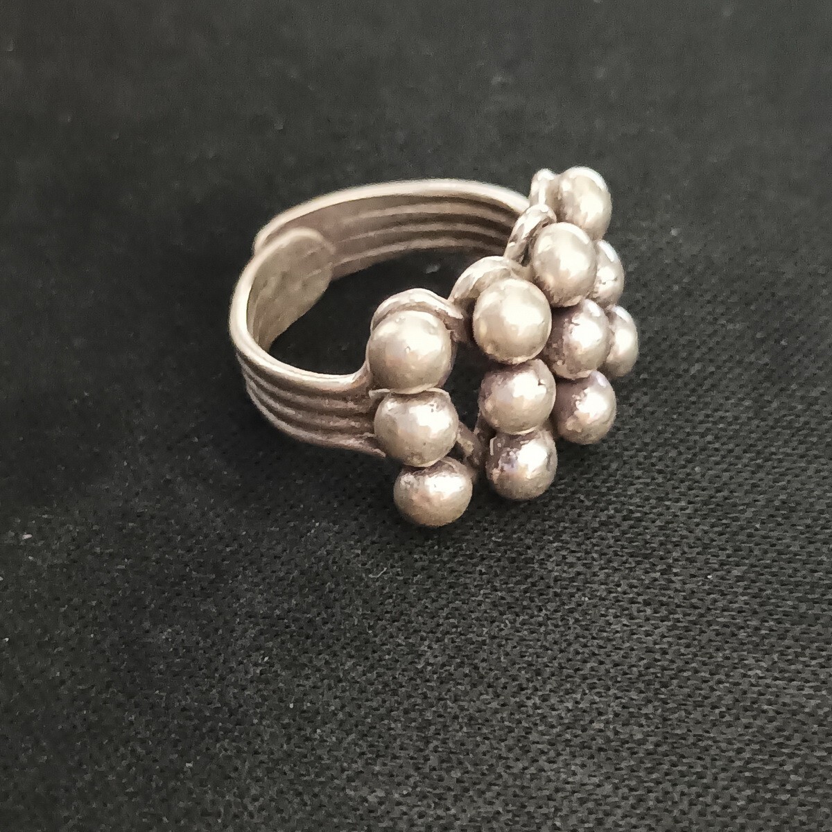 FINE SOLID SILVER RING FIXED SIZE VINTAGE 9g MULTI PIN HEADS BAND #RR056