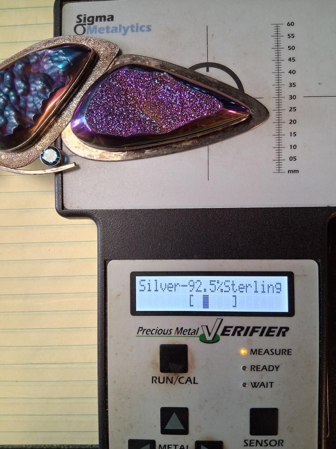 Sterling Silver Titanium Druzy Quartz (dyed) Statement Pendant 98.5 grams