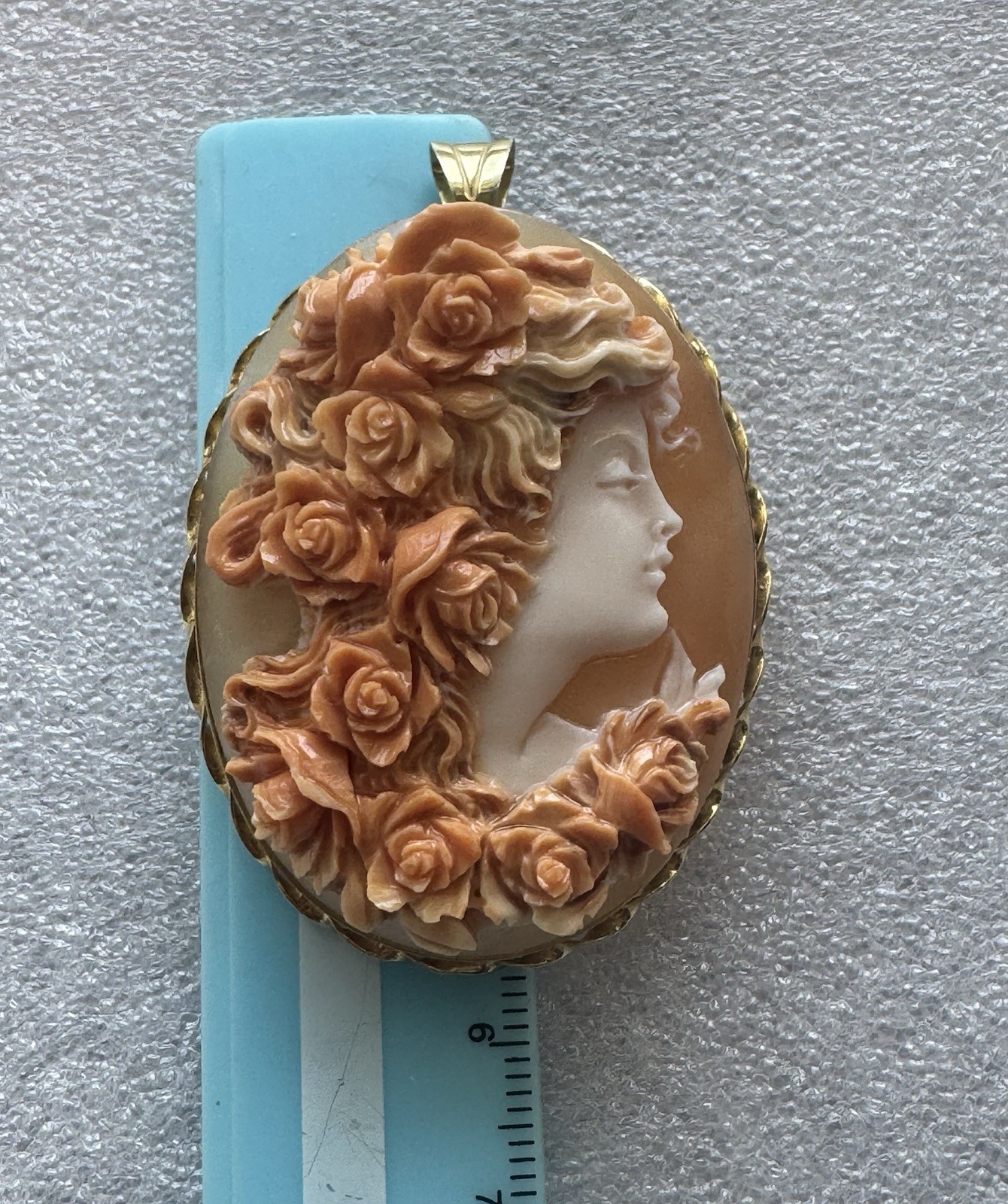Amazing Shell Cameo “Flora” Silver 925 Mounted Free Shipping