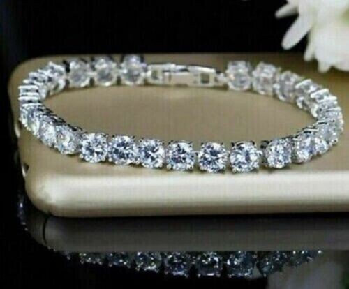 20Ct Round Lab Created Diamond Tennis Bracelet 14K White Gold Finish