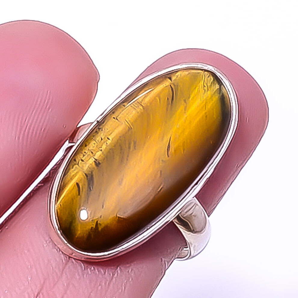 Yellow Tiger Eye – South Africa Gemstone 925 Sterling Silver Ring s.7 A389