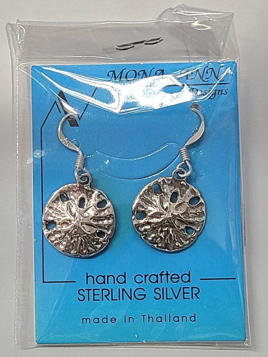 Sand Dollar earrings 1 inch Long 925 Sterling Silver 1