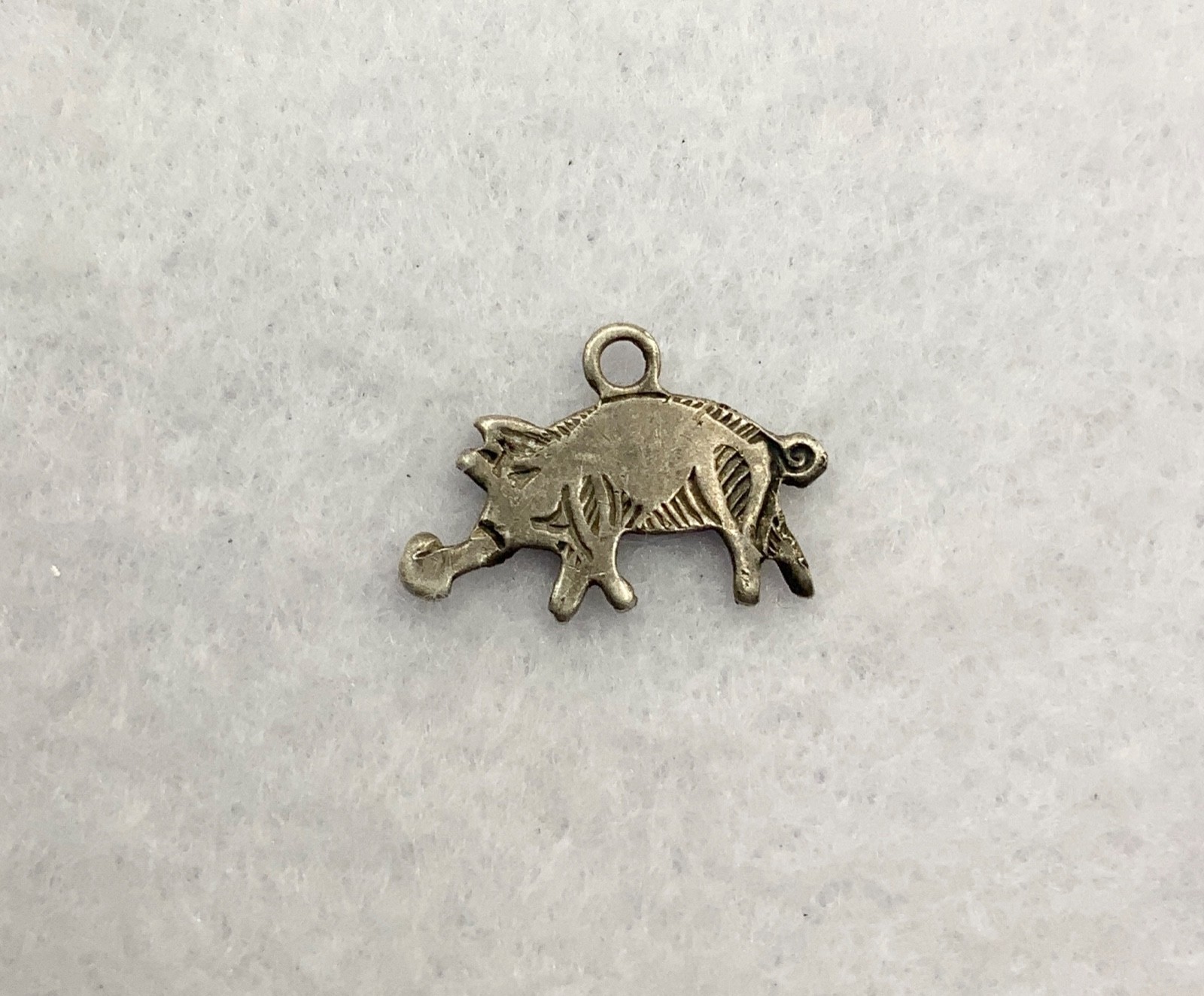 Sterling Silver Hog Pig Charm Hallmarked 1.5cm x 1cm Vintage 925 Silver