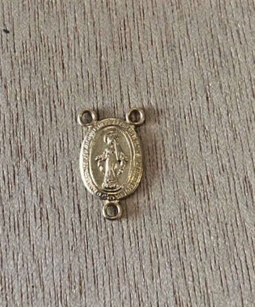 10x17mm 14K Gold Filled Rosary Center Miraculous Mary Charm