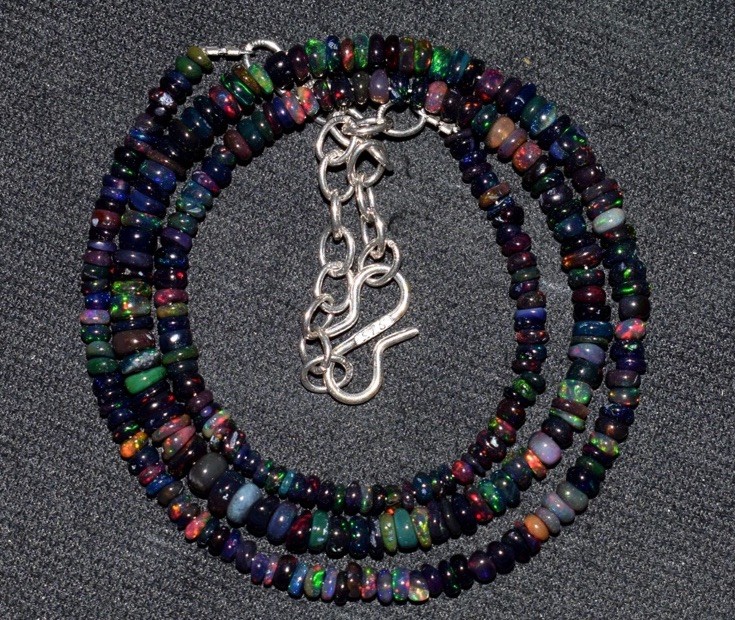 18inch Natural Ethiopian Opal Wello Fire 3-5MM Opal Gemstone Beads Necklace