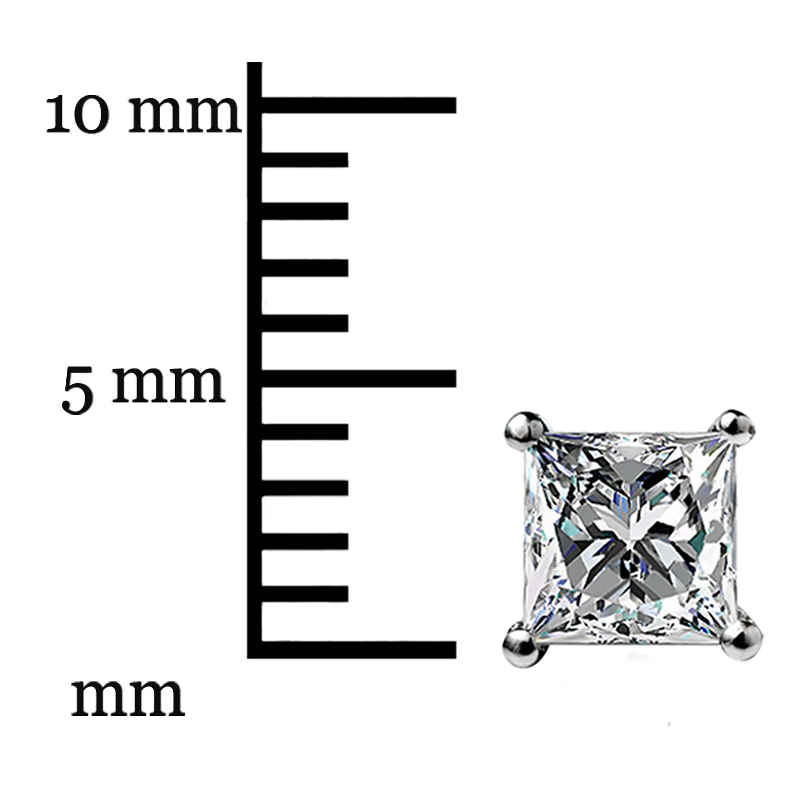 1.0 Ct Princess Cut GRA MOISSANITE Stud Earrings 14K White Gold Screw back Gift
