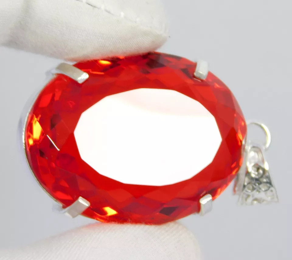 100 Ct Natural Orange Topaz 925 Solid Silver Pendant Oval Cut Loose Gemstone
