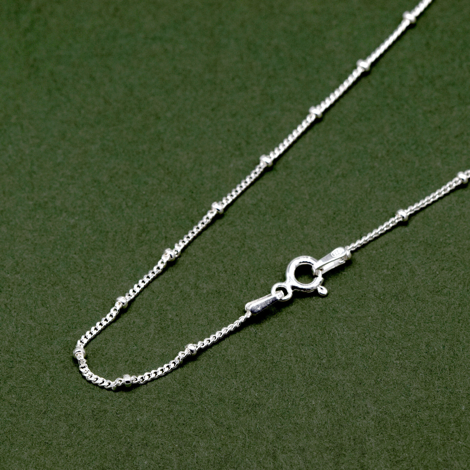 Genuine 925 Sterling Silver 1.2mm Satellite Curb Necklace Beads @ 1cm 14”-24″