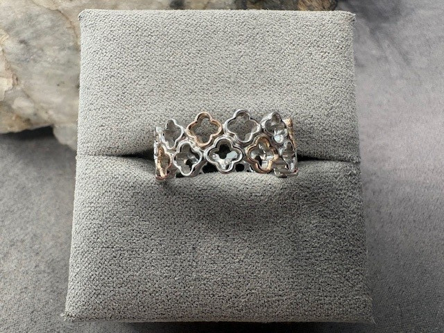 Clogau Welsh Silver & 9ct Rose Gold Tudor Court Ring Size P New Sterling 925