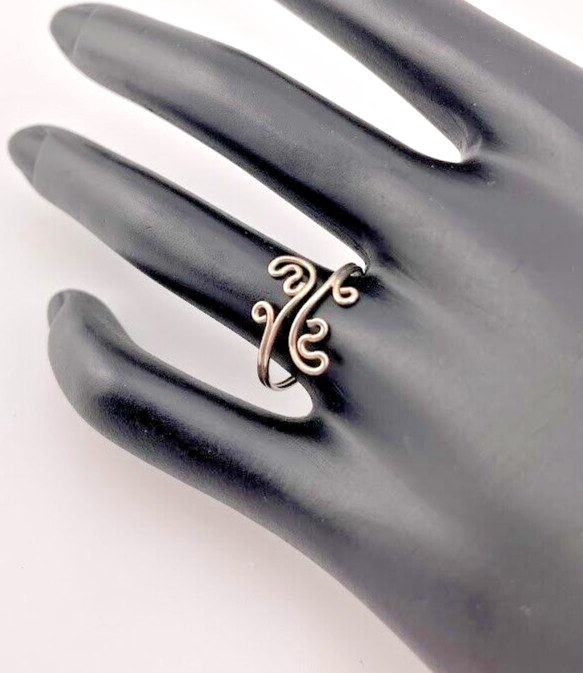 925 STERLING SILVER WIRE WRAP ABSTRACT RING SIZE 7 ADJUST SLIGHTLY MODERNIST 194