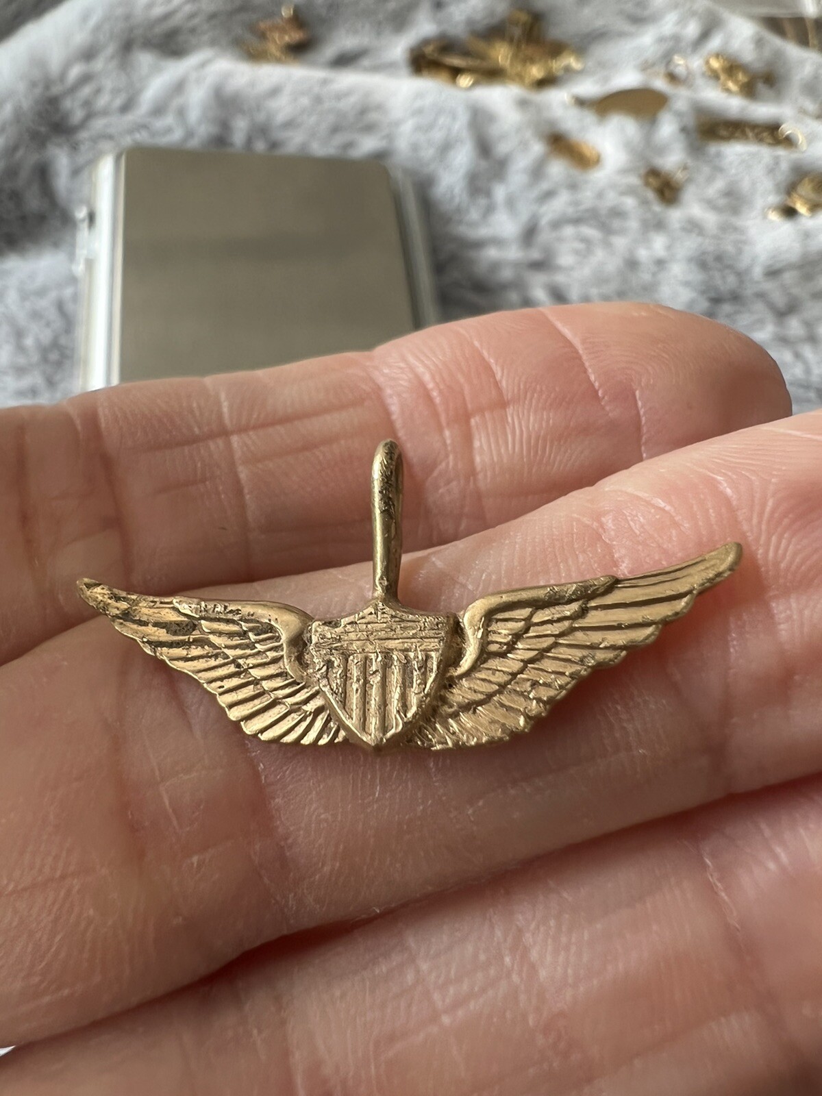 14K Vintage Yellow Gold U.S. Army Insignia Military Charm Pendant