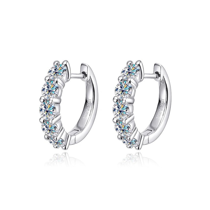 4mm Real VVS1 Moissanite Small Hoop Earrings Women S925 Silver 18K Gold Plated