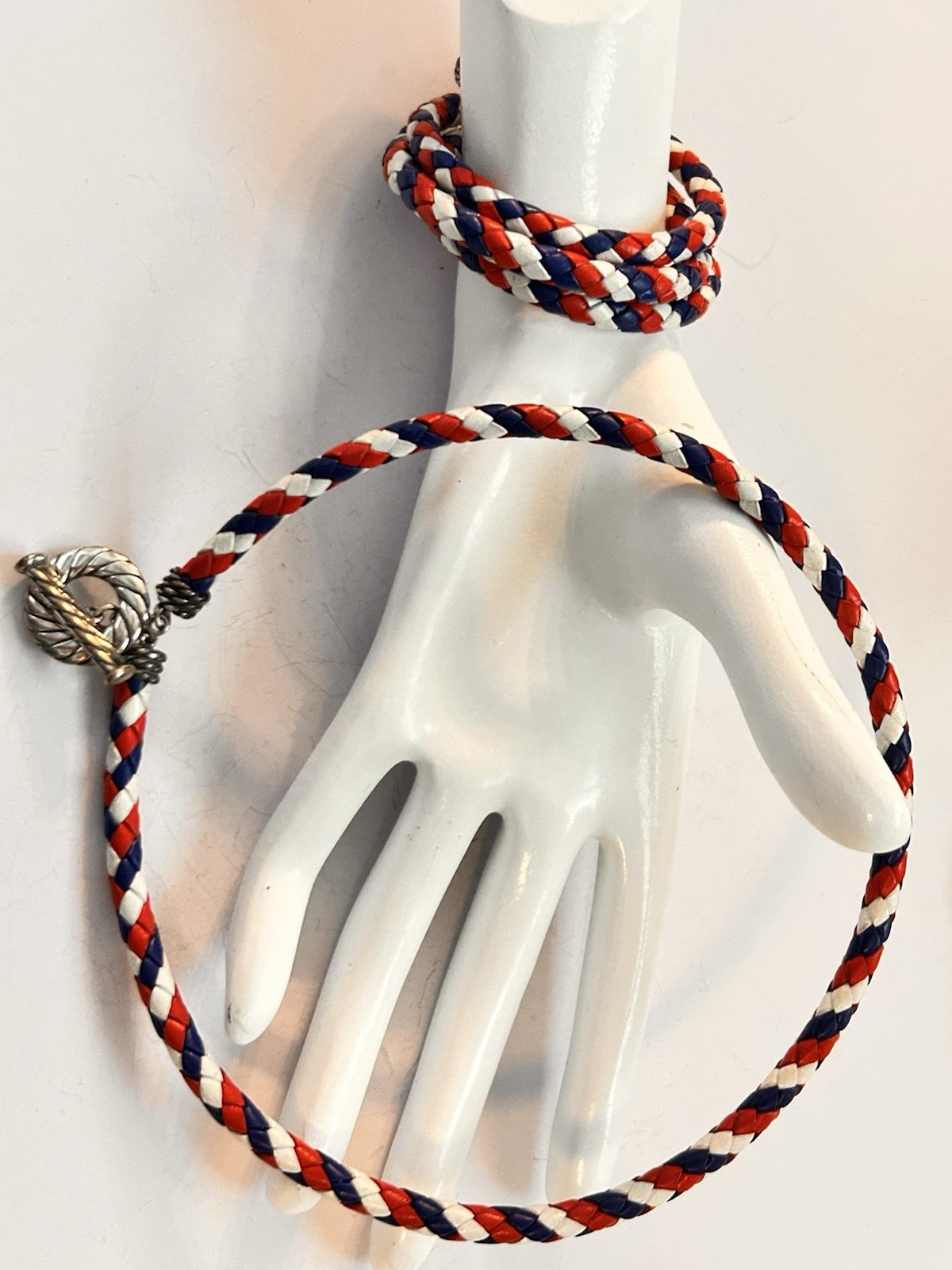 American West by Carolyn Pollack Leather Braided Necklace and Coil Bracelet