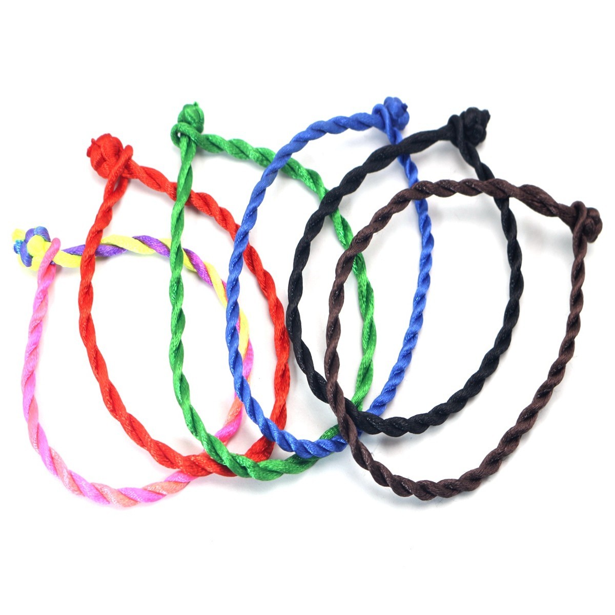 50 Braided Lucky String Twisted Rope Cord Bracelet 3mm Thick for Slider Charm